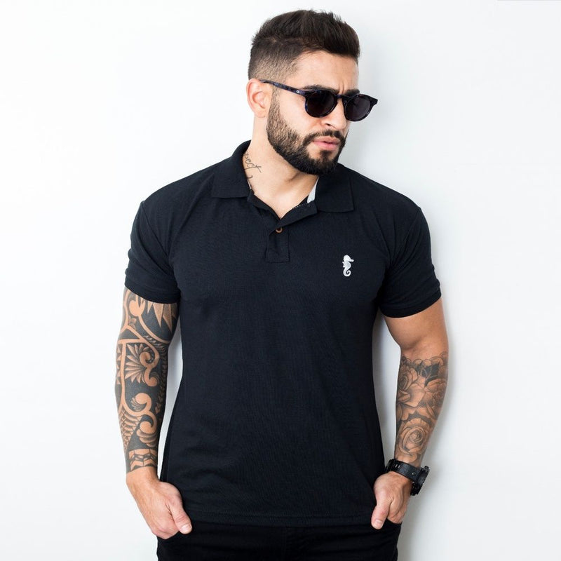 Kit 2 Camisas Polo Preta e Cinza Chumbo
